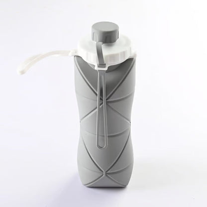 Collapsible Silicone Sports Water Bottle (600ml) – Leakproof & BPA-Free (Grey)