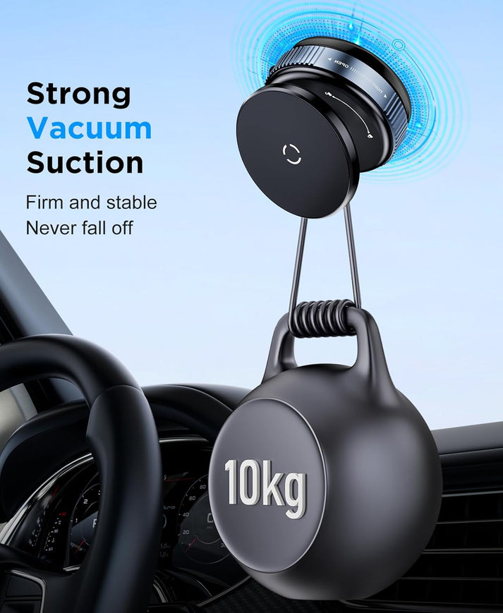 Premium Magnetic Car Phone Holder – Vacuum Suction Mount, 360° Rotating, Black