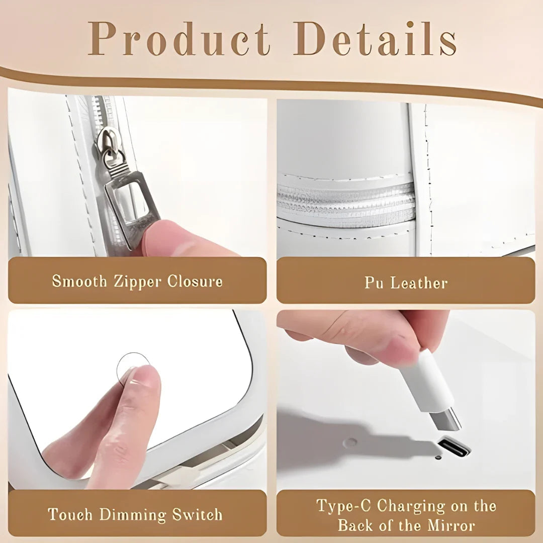 LED Brightening Organizer Box with Mirror Trichromatic Light