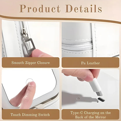 LED Brightening Organizer Box with Mirror Trichromatic Light