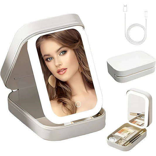 LED Brightening Organizer Box with Mirror Trichromatic Light