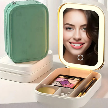 LED Brightening Organizer Box with Mirror Trichromatic Light