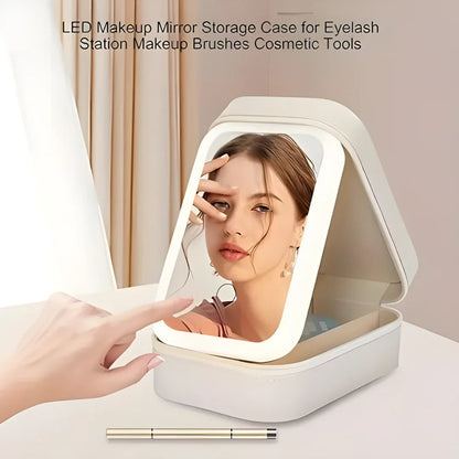 LED Brightening Organizer Box with Mirror Trichromatic Light